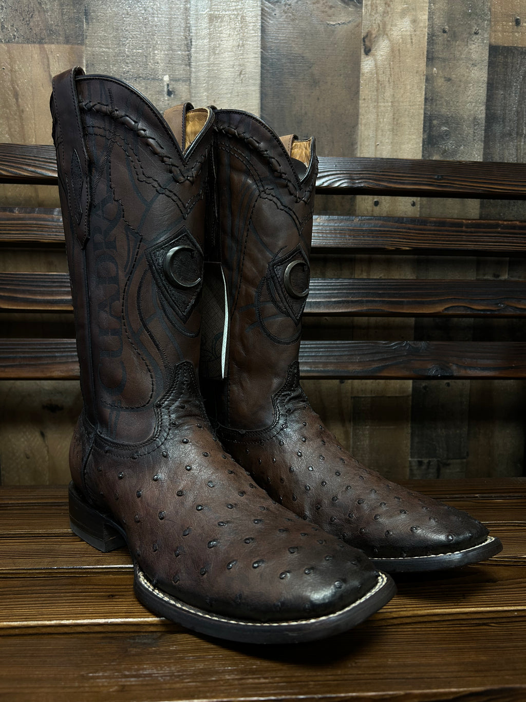 CUADRA Brown Ostrich Square Toe