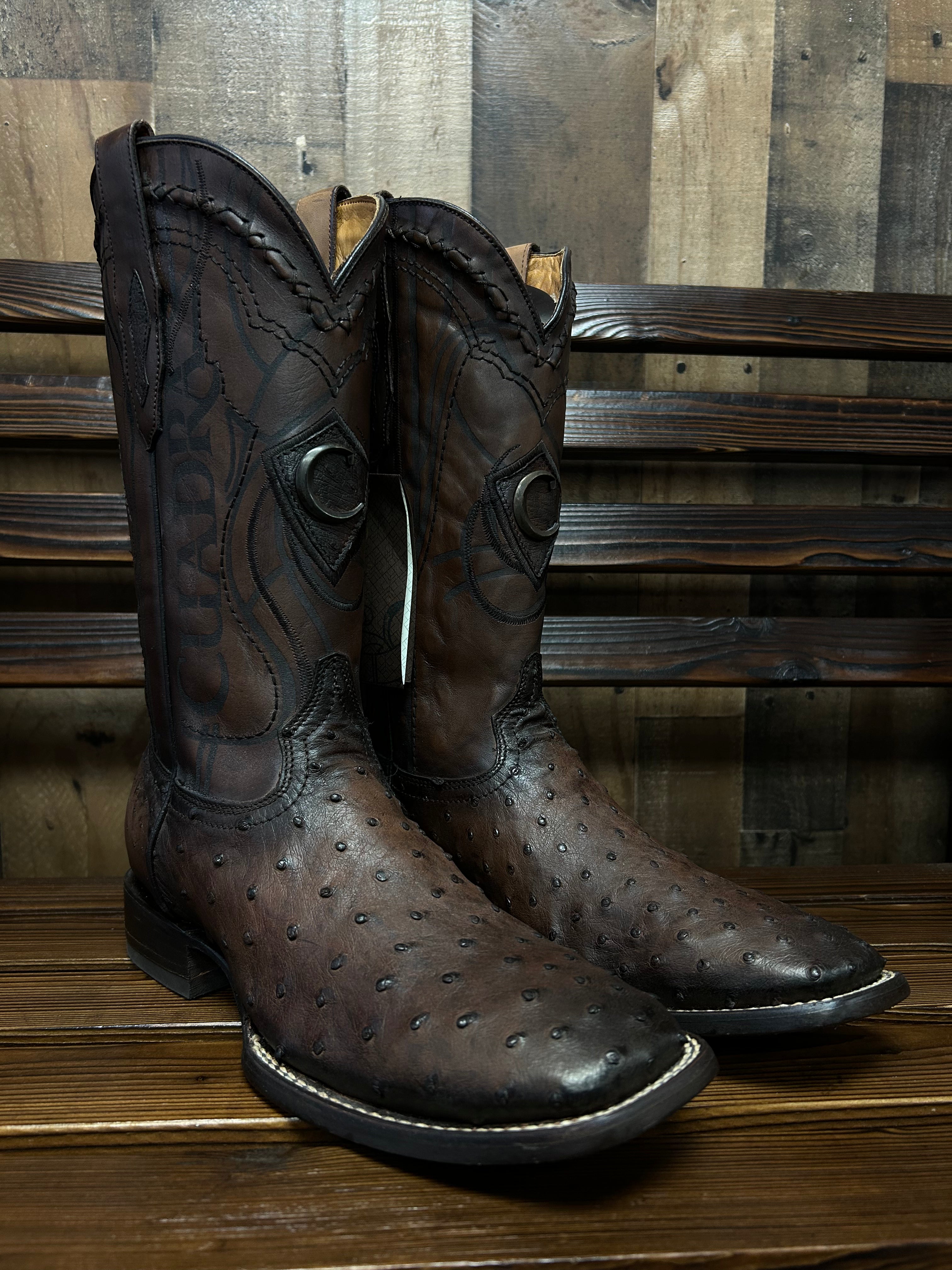 CUADRA Brown Ostrich Square Toe