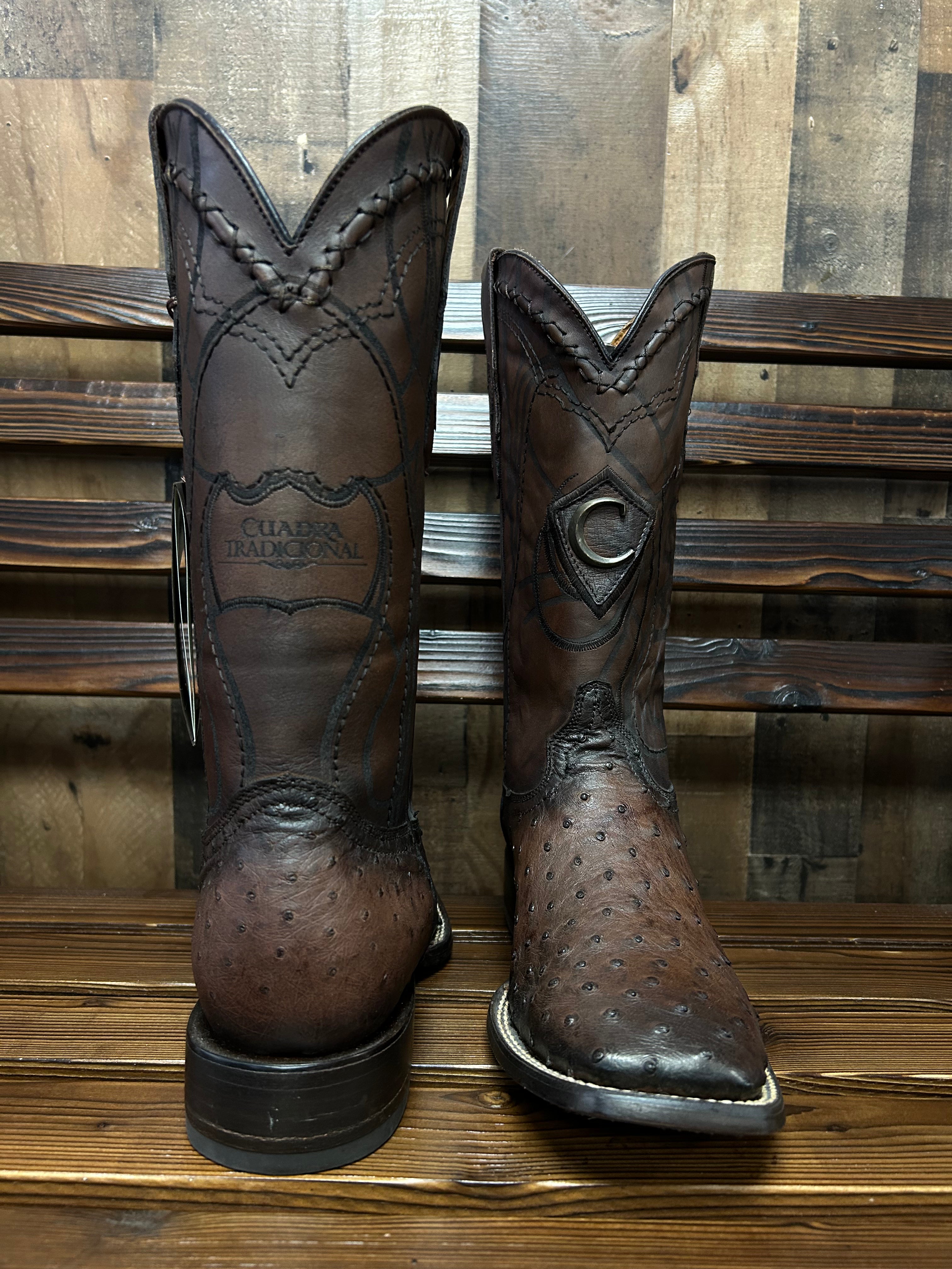 CUADRA Brown Ostrich Square Toe